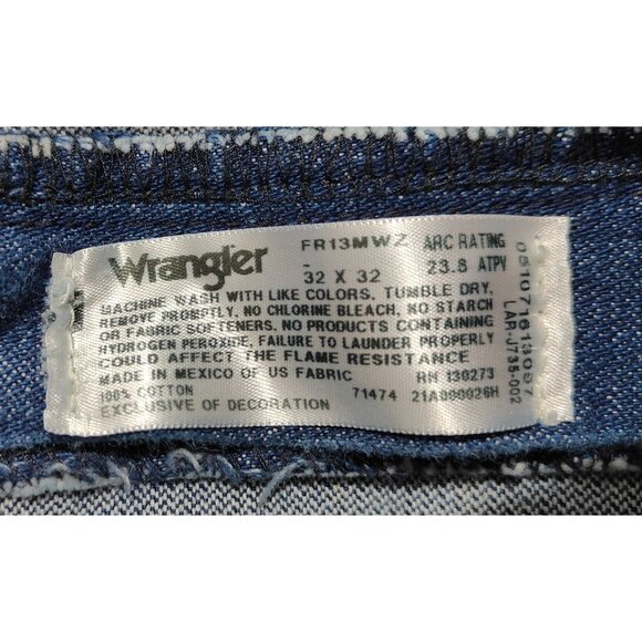 Wrangler Mens Flame Resistant Jeans Size 32x32 Original Fit 100% Cotton Denim - Picture 5 of 5